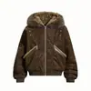 Jaqueta Grossa de Algodão com Gola de Pelo Removível Estilo Americano para Homens e Mulheres, Marca de Moda High Street, Casaco Quente com Capuz de Caimento Solto para o Inverno