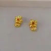 Brincos de Cabelo da Nova Moda Coreana e Japonesa com Flor Pequena de Diamante Agulha de Prata 925 Pingente de Lingote Pequeno Brincos Versáteis
