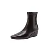Botas Versátiles Adelgazantes de Cuña Cómodas para el Trabajo Otoño/Invierno 2026 Tacón Medio Punta Cuadrada Blanco Crudo Botines Elásticos para Mujer Talla 42 Talla Grande