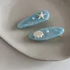 Grampo de Cabelo Estrela do Mar Ondulada Concha Presilha para Franja Concha Azul Marinho Estrela do Mar Acetato Clip Lateral de Alta Qualidade Acessório de Cabelo