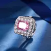 Otoño e Invierno Nuevo Joyería Huabi Diamante de Alto Carbono Corte Flor de Hielo Cobre Incrustado Diamante Rosa Juego Cubo de Azúcar Piedra de Heroína 8*10