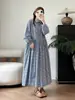 Vestido largo de cuadros vintage, nuevo estilo de otoño, artístico y simple, con cuello, fresco y casual, vestido largo versátil, venta al por mayor