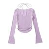 Camiseta Transparente Micro Estilo Ballet Chica Estilo Spice Girls Ajustada Sexy Cuello Manga Trompeta Camiseta Base