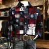 Camisa Grande Tamanho 2025 Moda Transfronteiriça Masculina Camisa de Flor de Natal Impressão Digital 3D Camisa de Manga Longa Lapela