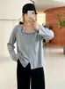 Suéter de malha versátil com gola dobrada para mulheres plus size, coleção de outono 2026, peça externa fina e solta casual para mulheres plus size