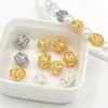 Relleno de Oro de 14K Color Duradero Micro-Pavimentado Circonita Bola Ovalada Calada Cuentas Espaciadoras DIY Pulsera de Cuentas Sueltas Collar Accesorios de Joyería C45