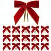 Colgante de lazo de terciopelo rojo, lazo navideño aterciopelado, caja de regalo de árbol de Navidad, fabricante de decoración floral navideña