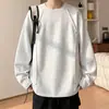 Sudadera blanca gris pesada para hombre, top de cuello redondo estilo americano holgado de otoño, chaqueta larga sin capucha de marca de moda para adolescentes