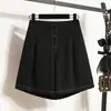 Shorts de Alfaiataria para Mulheres 2026 Verão Novo Estilo Cintura Alta Design Fluido Shorts com Cintura Elástica Tamanho Plus Calças de Corte A Linha Wide Leg