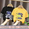 Camiseta de manga longa 100% algodão para meninos, estilo Primavera e Outono, peça íntima, nova coleção 2026, roupas infantis, bebê, crianças médias e grandes, camisa base falsa de duas peças