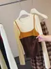 Suéter de tricô estilo coreano com blocos de cor, imitando duas peças, gola redonda, para mulheres, nova moda outono 2026, top pullover estiloso e que afina