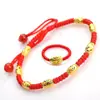 8 Perlas Chapadas en Oro Perlas de Transferencia Año de Vida de Passepartout Cuerda Roja Pulsera de Accesorios para Pareja de Hombres y Mujeres Pulsera