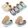 Zapatos de Bebé Cuadros Verdes Vintage Zapatos de Bebé con Cordones Delanteros Tablero de Ajedrez Blanco y Negro Zapatos Casuales para Bebé Zapatos para Niños Pequeños 2803