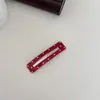 Grampo de Cabelo Retrô de Couro com Bolinhas Vermelhas Estilo Coreano Hong Kong Moda de Nicho Gota d'Água Quadrado BB Hairpin