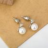 Brincos de tarracha Jinse com zircônia única brincos de cristal de cobre pérola brincos de contas de concha estilo coreano temperamento simples joias de ouvido para mulheres