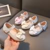 Arco da menina Pequenos Sapatos de Couro Primavera e Outono Sapatos de camada única Couro Lichia Infantil Moda Menina Princesa Sapatos Sola Macia Sapatos Infantis para Bebês