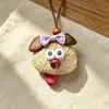 Lindo chaveiro de cachorro com a língua para fora, pingente de desenho animado natural, sementes de terapia sonora curativa, popular em áreas cênicas, chaveiro divertido e fofo