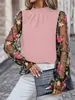 Camisa bordada de gola semi-alta estilo europeu Cross-border TK com mangas compridas em malha costurada Atacado de roupas femininas primavera e outono Cross-border