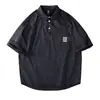 Camisa Polo Masculina Manga Curta Lavada Retro Pesada Americana Verão Tendência Marca Silhueta Solta Camiseta Japonesa 100% Algodão Masculina Tendência