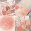 Paleta de Sombras Jaded de 9 Colores Ins Súper Caliente Polvo con Brillo Mate Perlado Color Tierra Maquillaje de Sombras de Nueve Colores Belleza Maquillaje