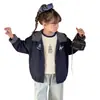 Jaqueta de Outono para Meninas 2026 Novo Estilo para Crianças Médias e Mais Velhas Cardigan Xadrez com Capuz e Desenho Peça de Roupa Externa Estilosa e Versátil