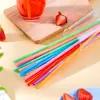 Pajitas artísticas de colores, desechables de un solo uso, largas y curvas, aptas para alimentos, para bebidas y té de leche, seguras para niños, resistentes a altas temperaturas, empaquetadas individualmente
