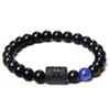 Pulseira dos Doze Signos do Zodíaco, Estilo de Negócios Europeu e Americano, Pulseira Elástica para Casal, Joia com Contas de Pedra de Vidro, Presente para Idosos e Amigos