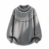 Suéter de Punto Grueso Jacquard con Cuello Redondo para Hombre, Invierno Nuevo, Moda Juvenil Casual, Capa Base