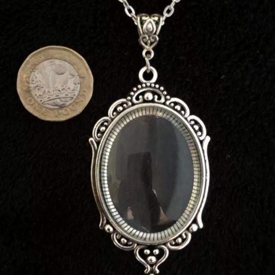 AQ-3953-银色项链-玻璃是30x40mm的