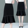 Falda de Primavera, Verano y Otoño 2024 Nueva Falda Línea A Slim Fit Falda Cola de Pescado Cintura Alta Holgada Look Adelgazante Falda Negra para Mujer