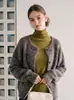 Abrigo-suéter de cuello redondo para mujer, nuevo estilo de otoño, corte holgado, cárdigan de punto suave y cómodo, prenda exterior