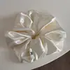 Goma para el pelo grande de satén brillante color crema para mujer, Lazo para el pelo de alta gama, Accesorio para el pelo elegante de color liso