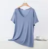 26 Nueva Camiseta de Verano de Modal con Cuello Redondo y Manga Corta Estilo Coreano Cómoda y Versátil Capa Base Top Básico de Color Puro