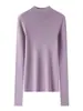 Suéter de Punto Canalé para Mujer, Cuello Medio Alto, Otoño Invierno, Adelgazante, Canalé Vertical, Capa Base Elástica, Suéter Interior
