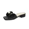Sandálias de Salto Grosso Weiwei Girl 3358-1 para Férias de Verão, Uso Outdoor, Combinam com Saias, Chinelos com Laço de Bolinhas para Mulheres