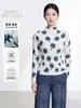 Top de capa base para mujer Miyake, de alta gama, corte ajustado, elástico, adelgazante, elegante, con estampado, jersey, camiseta de manga larga