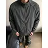 Chaqueta bomber retro americana para hombre, chaqueta de béisbol de otoño deconstruida con cuello alto, abrigo aviador extragrande