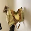 Bolsa de Hombro Lona Gruesa Estilo Japonés Múltiples Bolsillos para Viajes Cotidianos Estudiante Casual Computadora Simple Portátil Bandolera Mochila Escolar