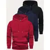 Conjunto de sudadera con capucha y pantalón de chándal de 3 piezas para hombre, adecuado para las temporadas de primavera y otoño, incluyendo sudaderas tipo pullover de color liso.