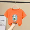 Camiseta de Manga Curta 100% Algodão Puro para Meninas Verão Novo Estilo para Crianças Meninas de Tamanho Médio e Grande Top Estiloso com Estampa de Desenho Animado de Meia-Manga