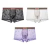Mais Vendidos na Europa e América, Cuecas Boxer Masculinas de Malha de Seda Gelada, Cintura Média, Tamanho Grande, Respiráveis, Roupas Íntimas Antibacterianas, Dropshipping Transfronteiriço