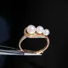 Accesorios DIY Plata de Ley S925 Lujo Ligero Sensación de Alta Gama Anillo de Perla en Blanco Accesorios de Engaste Anillo para Dedos con Múltiples Perlas Base para Anillo Abrible para Mujeres