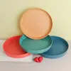 Plato de Frutas de Trigo Organizador Simple de Escritorio Estante Giratorio de Almacenamiento para Condimentos de Cocina Bandeja de Frutas Alto Valor Estético Ins Al por Mayor