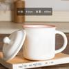 Caneca Imitação Esmalte Retrô com Tampa, Copo de Água Cerâmico Portátil para Escritório, Lembrança com Logotipo Personalizado, Caneca de Chá de Grande Capacidade