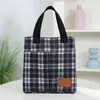 Bolsa de Lona Estilo Coreano, Bolsa de Almuerzo Cuadros Retro Japonés, Bolso de Mano Tote para Mamá, Bolso Cruzado Casual de Trabajo para Mujer