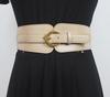Cinturón de cuero genuino color caqui de moda, combinable para mujer, decorativo para vestido, traje, cintura ajustada, invierno, cintura ancha, sello de cintura