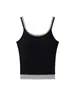 Top de Estilo Americano de Doble Tirante con Bloques de Color, Huecos y Espalda Descubierta, Ajustado, para Mujer - Nuevo Estilo Primavera/Verano del Louvre