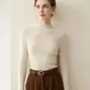 Suéter 100% cachemir puro para mujer, cuello semi alto, corte ajustado, suave y acogedor, base de punto, suéter liso otoño e invierno 2026