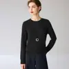 Suéter 100% cachemira pura de cuello redondo para mujer, nueva camiseta básica de punto ajustada para otoño e invierno, suéter de cachemira de manga larga