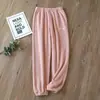 Pantalones de panal con forro polar de doble cara, engrosados para otoño e invierno, se pueden usar afuera, forro polar de coral, color liso, bordados, pantalones de chándal estilo casero para parejas, venta al por mayor